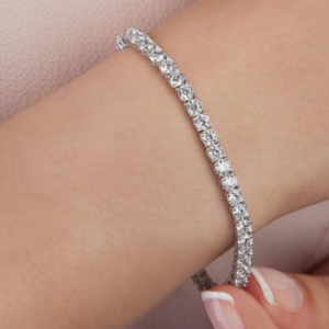 Pulseira Clássica com Zircônia Cúbica de 3mm Folheada a Ouro