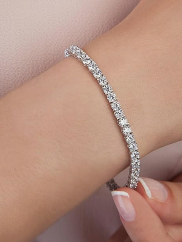 Pulseira Clássica com Zircônia Cúbica de 3mm Folheada a Ouro