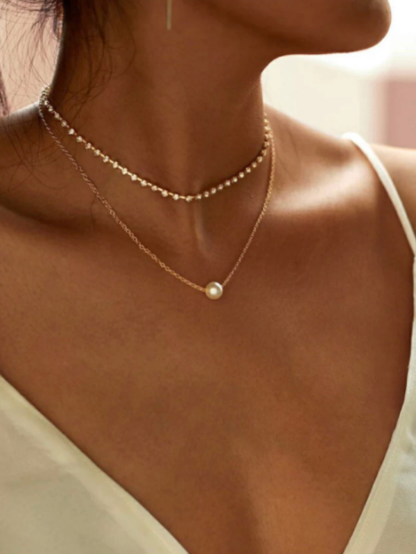 Choker com 2 peças Pérolas