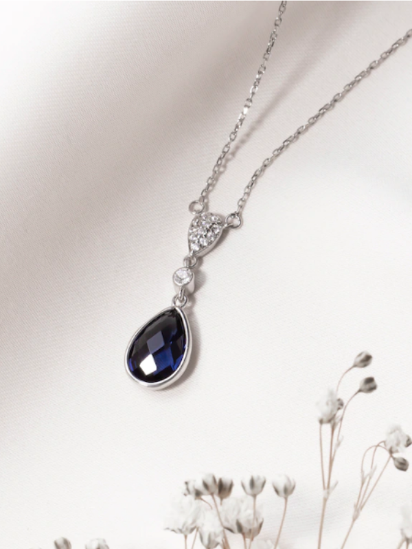 Conjunto Colar e Brincos Safira Prata - Imagem 6