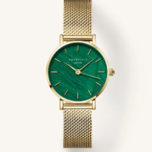 Relógio Feminino Dourado com fundo verde Rosefield