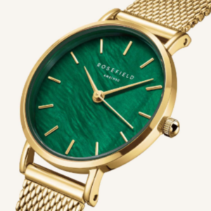 Relógio Feminino Dourado com fundo verde Rosefield