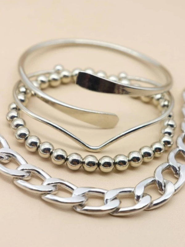 4 Pulseiras simples de prata